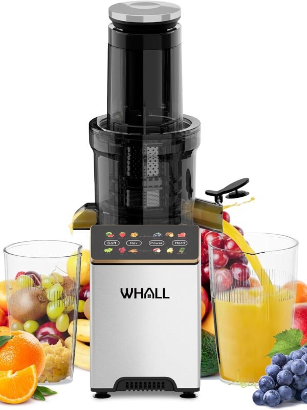 whall Masticating Slow Juicer, Professional Stainless Juicer Machines for Vegetable and Fruit, Touchscreen Cold Press Juicer with 2 Speed Modes,Gold